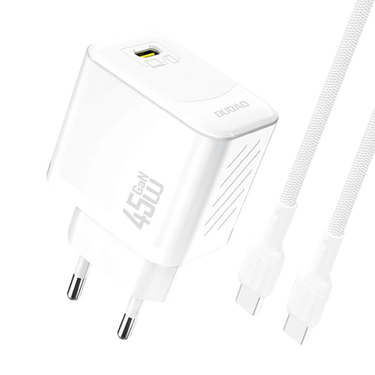 Nettlader med USB-C-kabel Dudao A28C, 45W, 3A, 1 x USB-C, Hvit