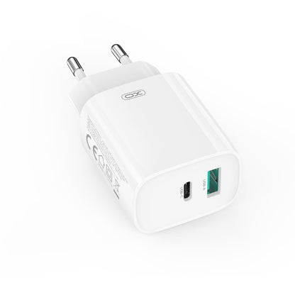 Nettlader med USB-C-kabel XO Design CE29, 20W, 3A, 1 x USB-A - 1 x USB-C, Hvit