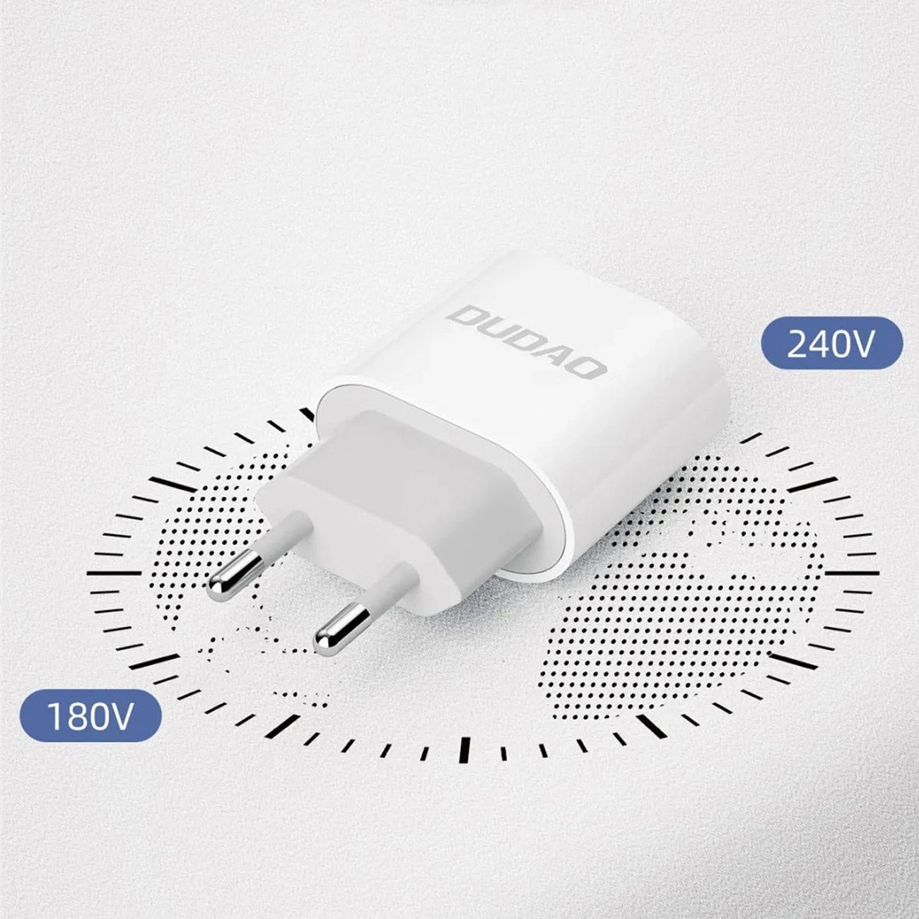 Nettlader med USB-C-kabel Dudao A14EUC, 20W, 3A, 1 x USB-C, Svart