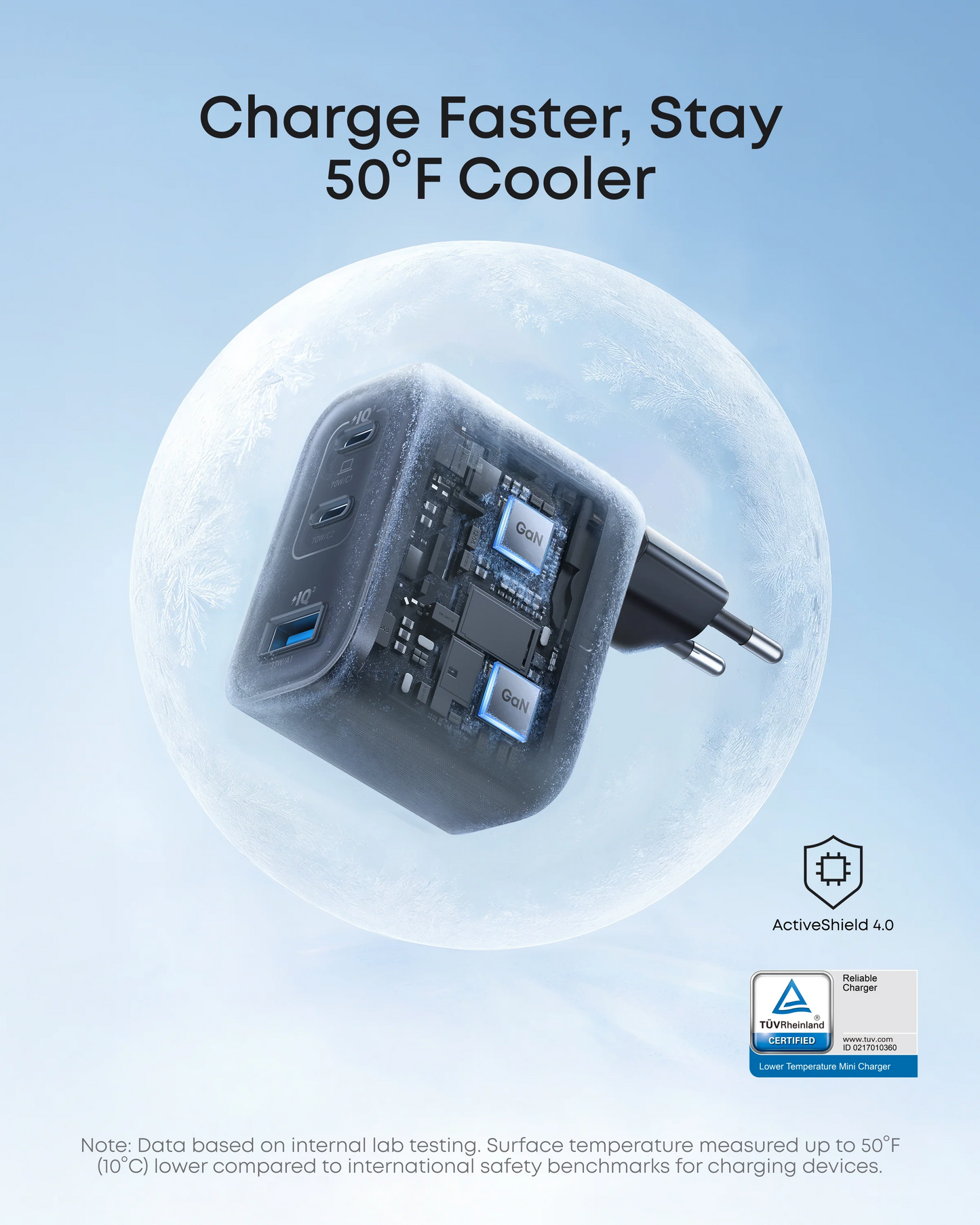 Nettlader med USB-C-kabel Anker Nano, 70W, 3.5A, 1 x USB-A - 2 x USB-C, Grå B121A311