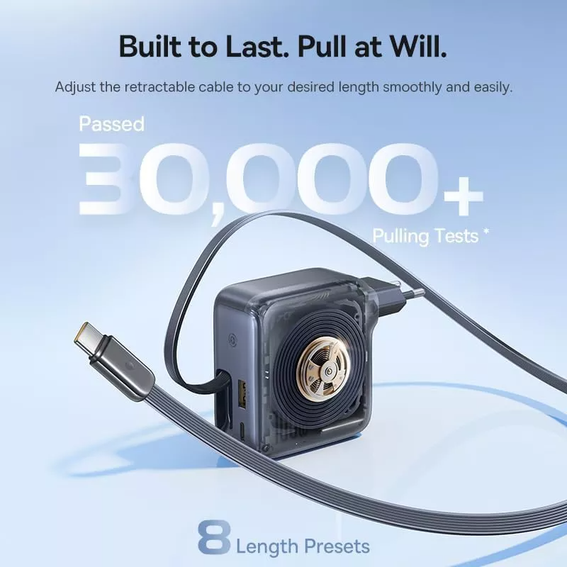 Nettlader med USB-C-kabel Baseus EnerCore CJ11, 100W, 1 x USB-A - 2 x USB-C, Svart E0120M00