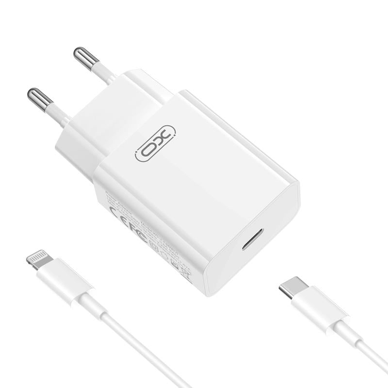 Nettlader med Lightning-kabel XO Design L126, 20W, 3A, 1 x USB-C, hvit