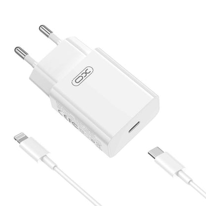 Nettlader med Lightning-kabel XO Design L126, 20W, 3A, 1 x USB-C, hvit