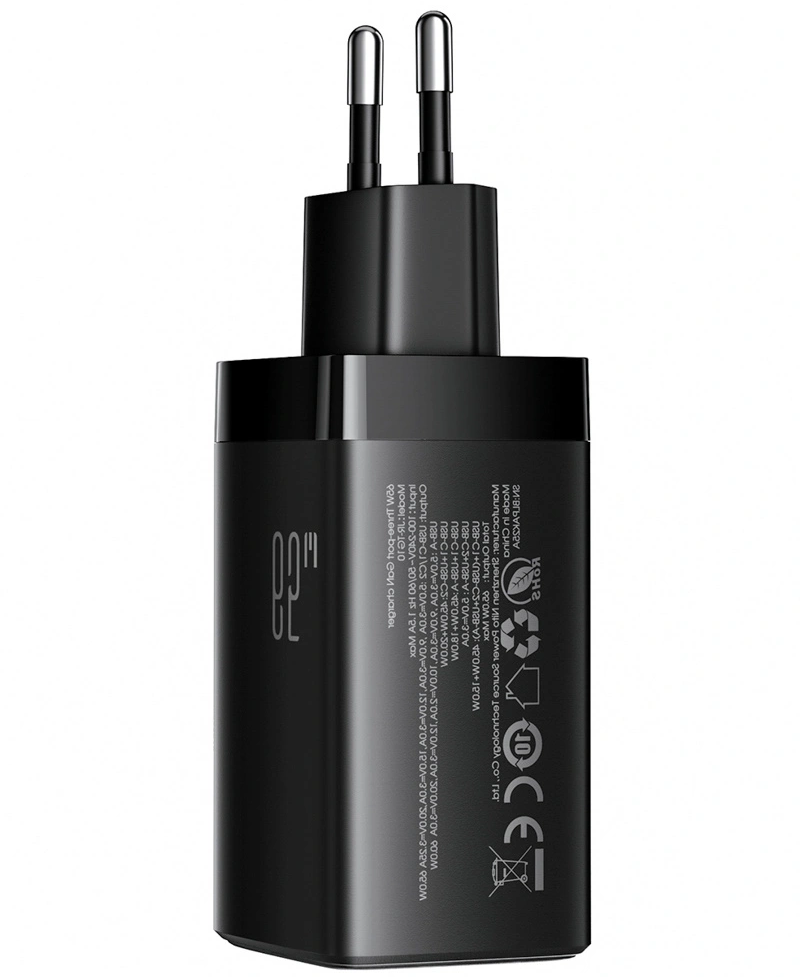 Nettlader med USB-C-kabel Joyroom JR-TG10, 65W, 3,25A, 1 x USB-A - 2 x USB-C, Svart