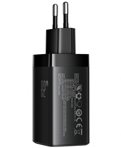 Nettlader med USB-C-kabel Joyroom JR-TG10, 65W, 3,25A, 1 x USB-A - 2 x USB-C, Svart