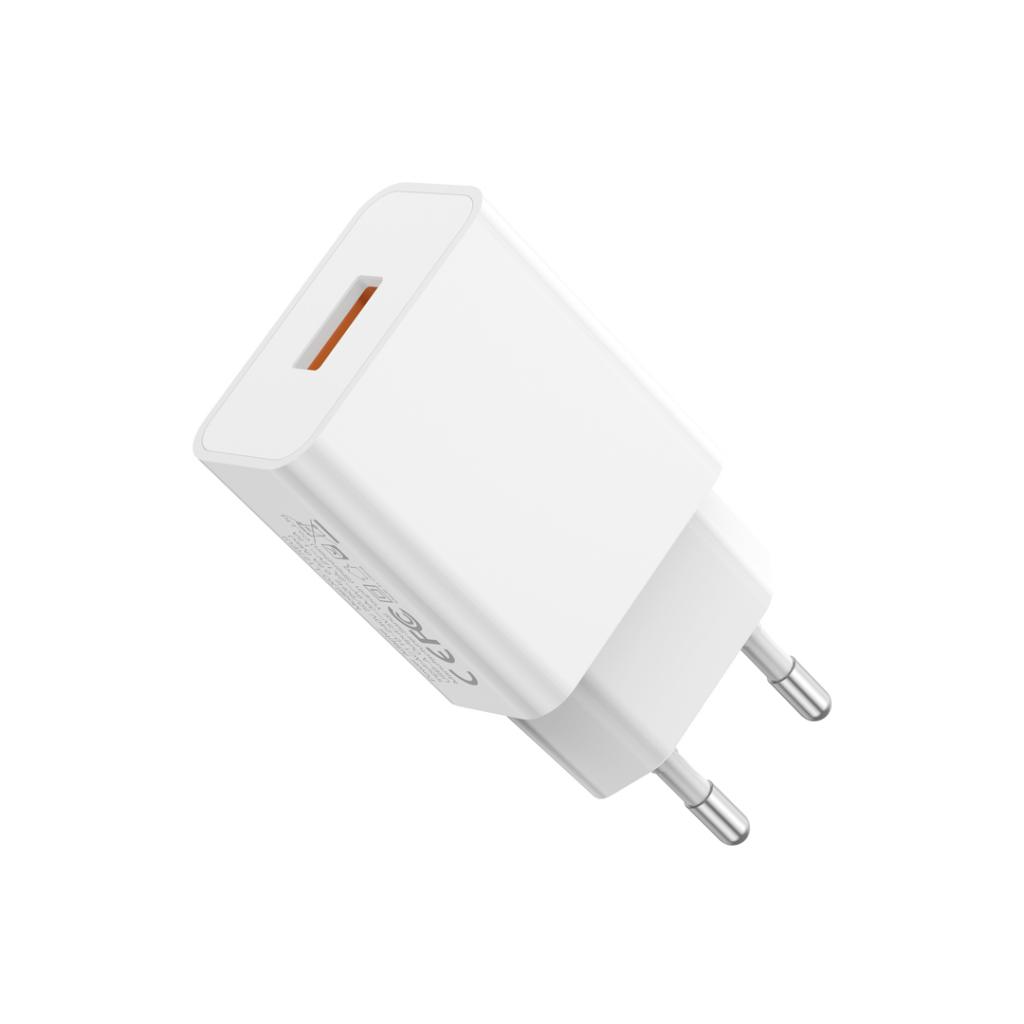 Nettlader med microUSB-kabel XO Design L127, 18W, 3A, 1 x USB-A, Hvit