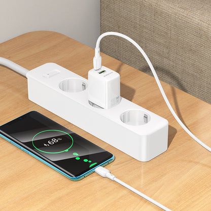 Nettlader med USB-C-kabel Borofone BN27 Fuente, 20W, 3A, 1 x USB-A - 1 x USB-C, Hvit