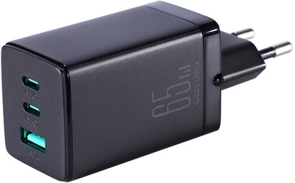 Nettlader med USB-C-kabel Joyroom TCG01, 65W, 3.25A, 1 x USB-A - 2 x USB-C, Svart