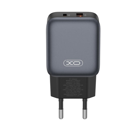 Nettlader med USB-C-kabel XO Design L156, 30W, 3A, 1 x USB-A - 1 x USB-C, Svart