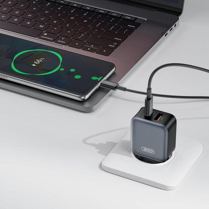 Nettlader med USB-C-kabel XO Design L154, 20W, 3A, 1 x USB-A - 1 x USB-C, Svart