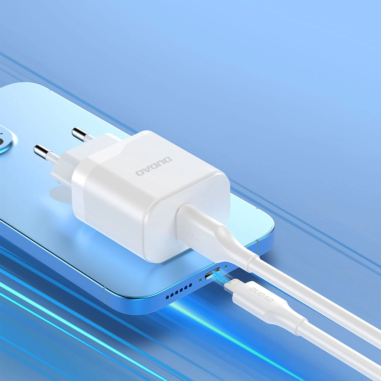 Nettlader med USB-C-kabel Dudao A20EU, 18W, 3A, 1 x USB-A, Hvit