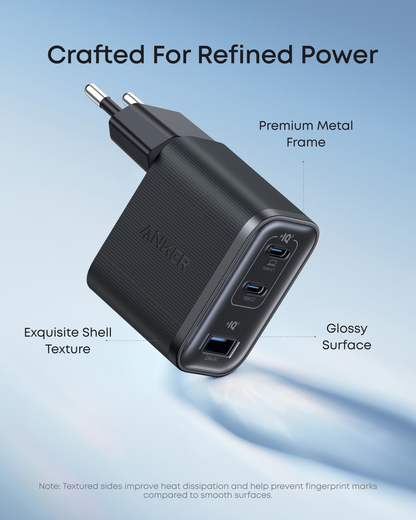 Nettlader med USB-C-kabel Anker Nano, 70W, 3.5A, 1 x USB-A - 2 x USB-C, Grå B121A311