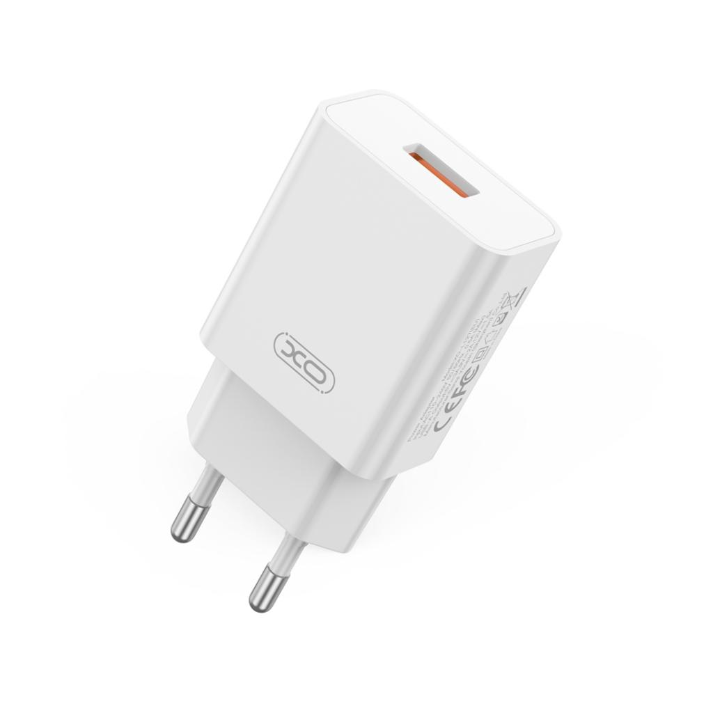 Nettlader med microUSB-kabel XO Design L127, 18W, 3A, 1 x USB-A, Hvit