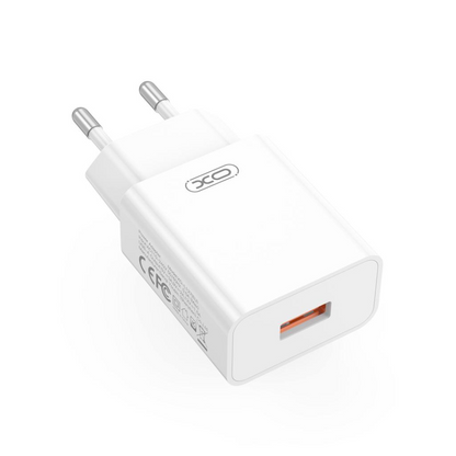 Nettlader med USB-C-kabel XO Design L127, 18W, 3A, 1 x USB-A, Hvit