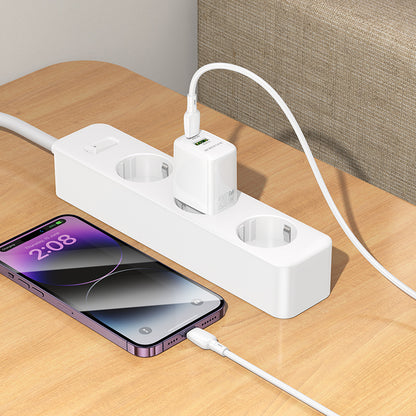 Nettlader med Lightning-kabel Borofone BN27 Fuente, 20W, 3A, 1 x USB-A - 1 x USB-C, Hvit