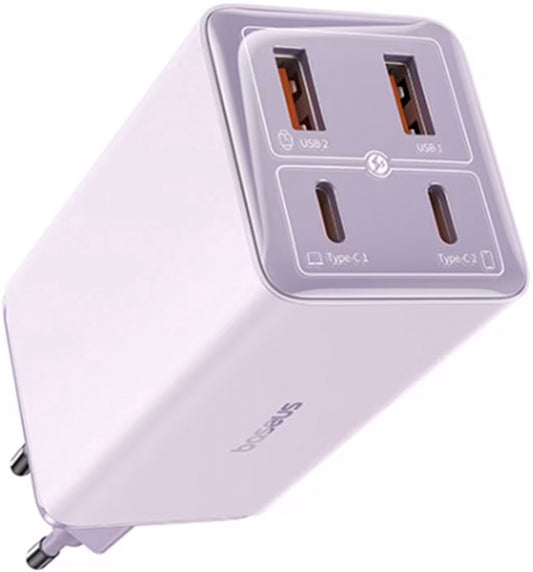 Nettlader med USB-C-kabel Baseus GaN6 Pro, 100W, 3.25A, 2 x USB-A - 2 x USB-C, Lilla P10162705532-00