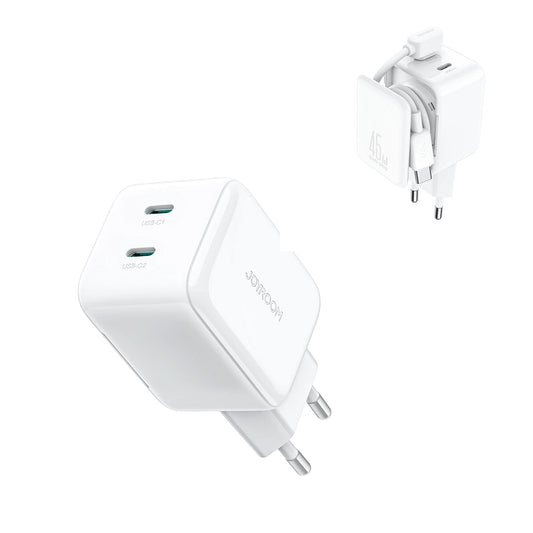 Nettlader med USB-C-kabel Joyroom JR-TCL05, 45W, 3A, 2 x USB-C, Hvit