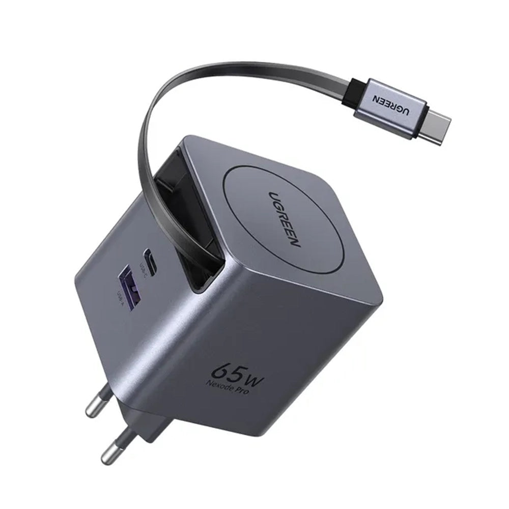Nettlader med USB-C-kabel UGREEN X615, 65W, 3A, 1 x USB-A - 1 x USB-C, Grå