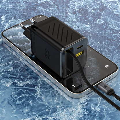 Nettlader med USB-C-kabel Dudao A67EU, 67W, 3.35A, 1 x USB-A - 1 x USB-C, Svart