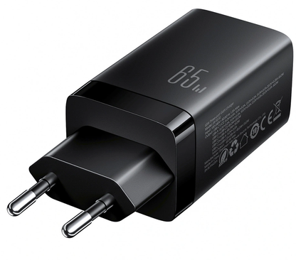 Nettlader med USB-C-kabel Joyroom JR-TG10, 65W, 3,25A, 1 x USB-A - 2 x USB-C, Svart