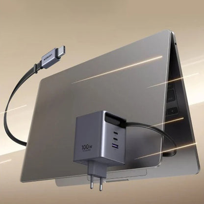 Nettlader med USB-C-kabel UGREEN X616 (65828), 100W, 5A, 1 x USB-A - 3 x USB-C, Grå