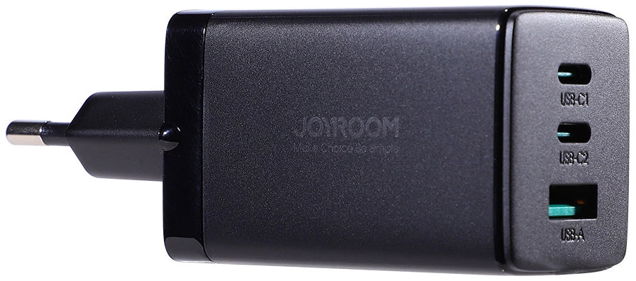 Nettlader med USB-C-kabel Joyroom TCG01, 65W, 3.25A, 1 x USB-A - 2 x USB-C, Svart