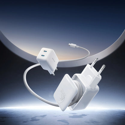 Nettlader med USB-C-kabel Joyroom JR-TCL05, 45W, 3A, 2 x USB-C, Hvit