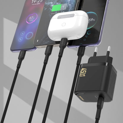 Nettlader med USB-C-kabel Dudao A28C, 45W, 3A, 1 x USB-C, Hvit