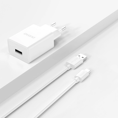 Nettlader med USB-C-kabel Dudao A4EU, 10W, 2.1A, 1 x USB-A, Hvit