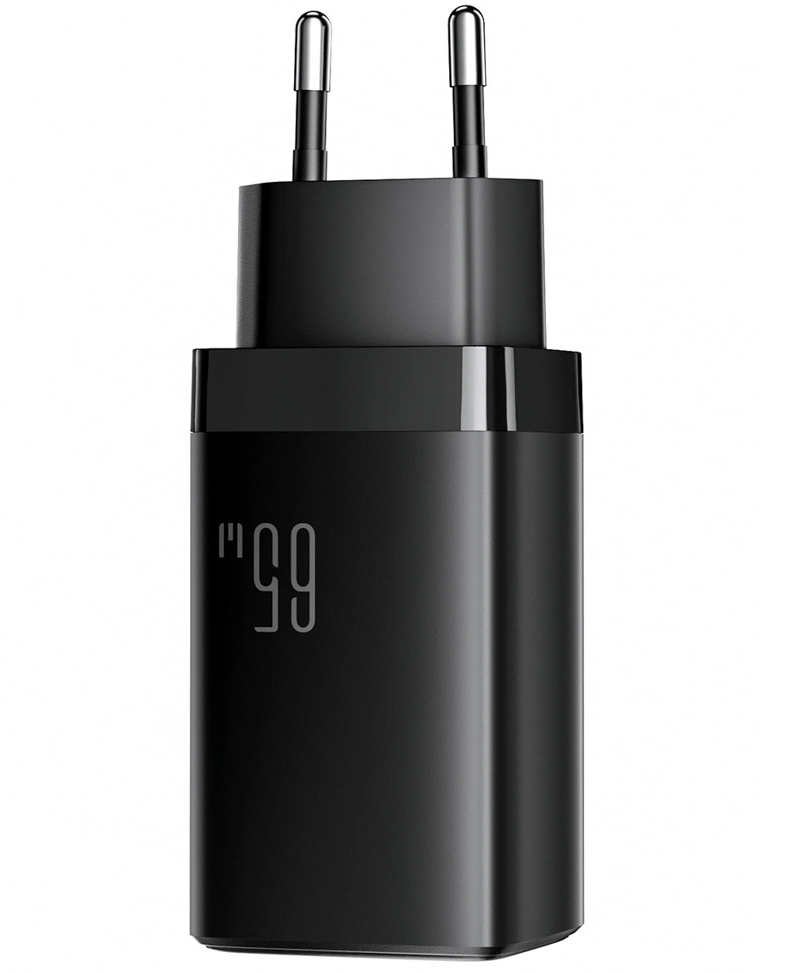 Nettlader med USB-C-kabel Joyroom JR-TG10, 65W, 3,25A, 1 x USB-A - 2 x USB-C, Svart