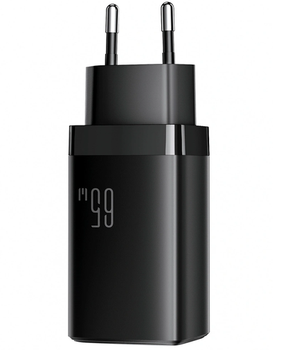 Nettlader med USB-C-kabel Joyroom JR-TG10, 65W, 3,25A, 1 x USB-A - 2 x USB-C, Svart