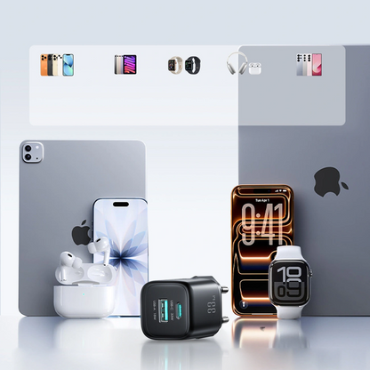 Nettlader med USB-C-kabel Joyroom JR-TG7, 33W, 3A, 1 x USB-A - 1 x USB-C, Svart