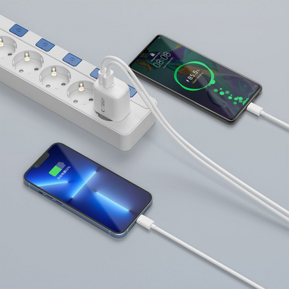 Nettlader med USB-C-kabel Tech-Protect NCA20, 20W, 3A, 1 x USB-A - 1 x USB-C, Hvit
