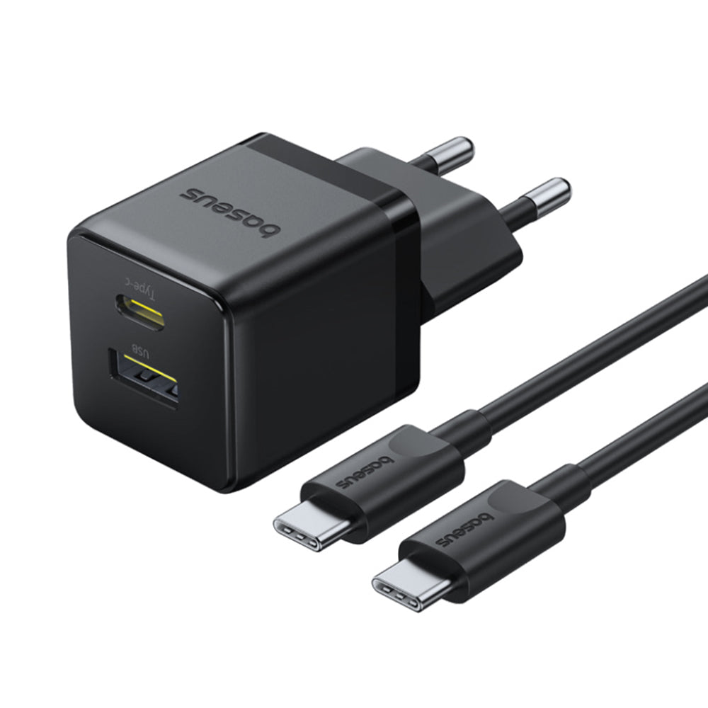 Nettlader med USB-C-kabel Baseus Palm, 30W, 3A, 1 x USB-A - 1 x USB-C, Svart P1011160A113-01