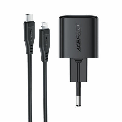 Nettlader med Lightning-kabel Acefast A118, 30W, 3A, 1 x USB-C, svart