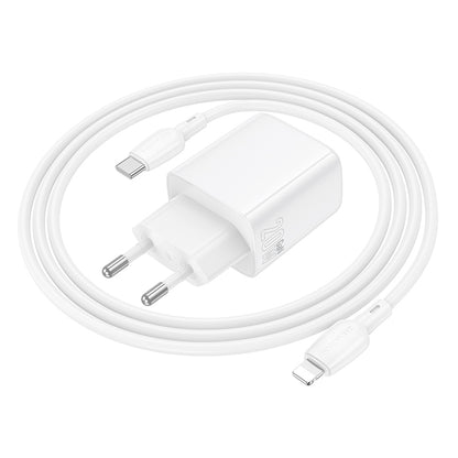 Nettlader med Lightning-kabel Borofone BN27 Fuente, 20W, 3A, 1 x USB-A - 1 x USB-C, Hvit