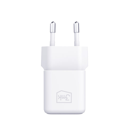 Nettlader med USB-C-kabel 3MK Hyper, 25W, 3A, 1 x USB-C, Hvit