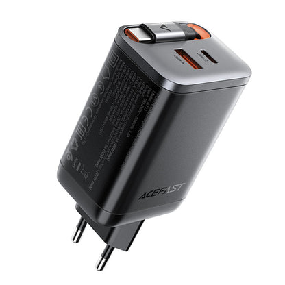 Nettlader med USB-C-kabel Acefast A111, 67W, 3A, 1 x USB-A - 1 x USB-C, Svart