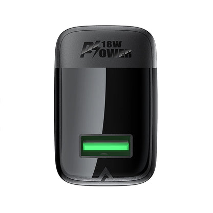 Nettlader med USB-C-kabel Acefast A90, 18W, 3A, 1 x USB-A, Svart