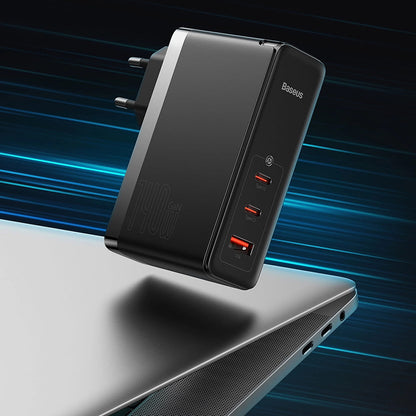 Nettlader med USB-C-kabel Baseus GaN5 Pro, 140W, 5A, 1 x USB-A - 2 x USB-C, Hvit CCGP100202