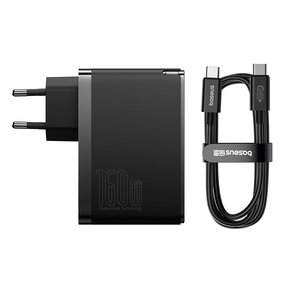 Nettlader med USB-C-kabel Baseus GaN5 Pro, 160W, 5A, 1 x USB-A - 2 x USB-C, Svart P10110825113-00