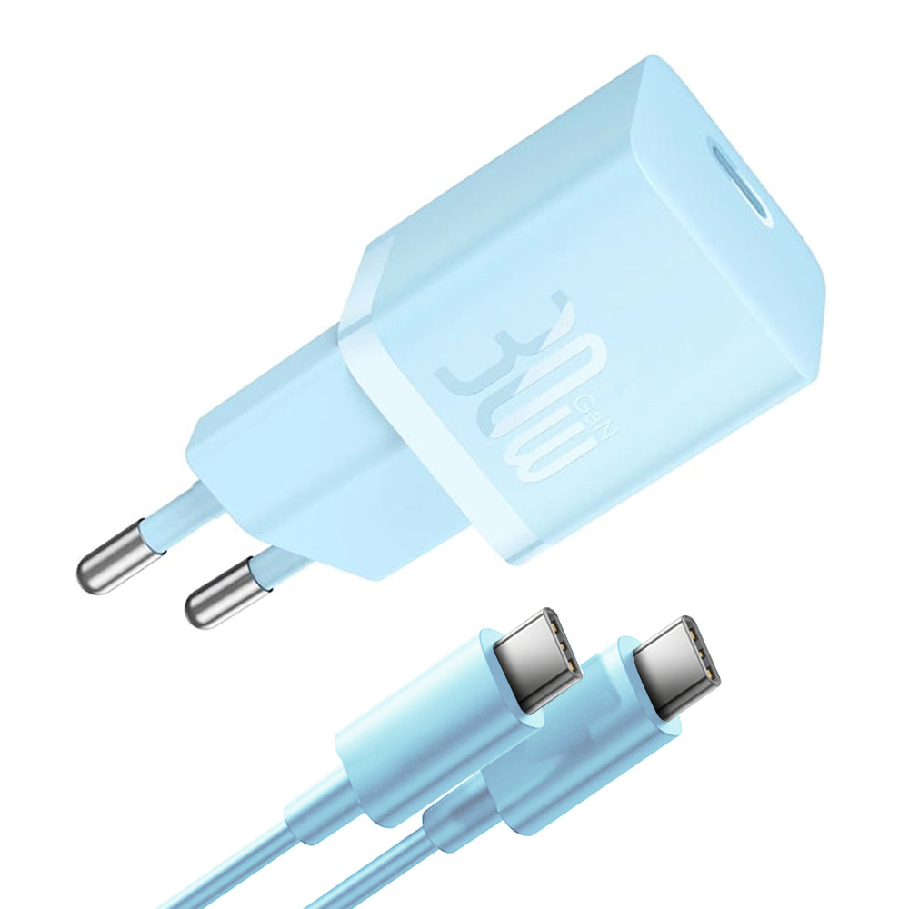 Nettlader med USB-C-kabel Baseus GaN Mini 1C, 30W, 3A, 1 x USB-C, Blå P10110902313-00