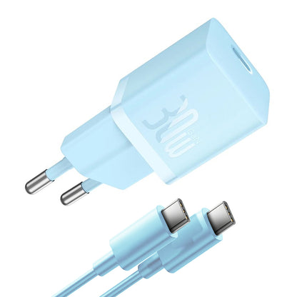 Nettlader med USB-C-kabel Baseus GaN Mini 1C, 30W, 3A, 1 x USB-C, Blå P10110902313-00