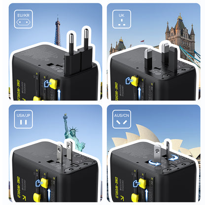 Nettlader med USB-C-kabel Baseus Travel PicoGo AG11, 45W, 2 x Stikkontakt - 1 x USB-C - 2 x USB-A, Svart E0307F00