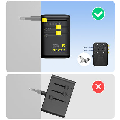 Nettlader med USB-C-kabel Baseus Travel PicoGo AG11, 45W, 2 x Stikkontakt - 1 x USB-C - 2 x USB-A, Svart E0307F00