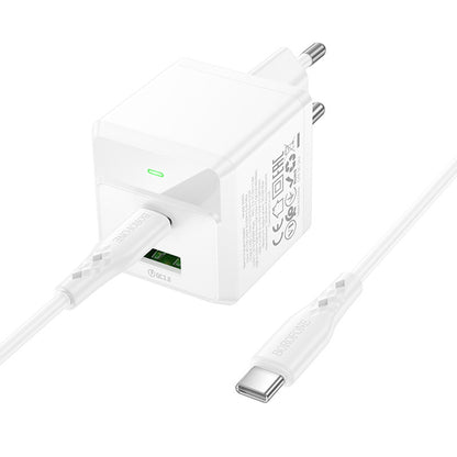 Nettlader med USB-C-kabel Borofone BN19 Intenso, 20W, 3A, 1 x USB-A - 1 x USB-C, Hvit