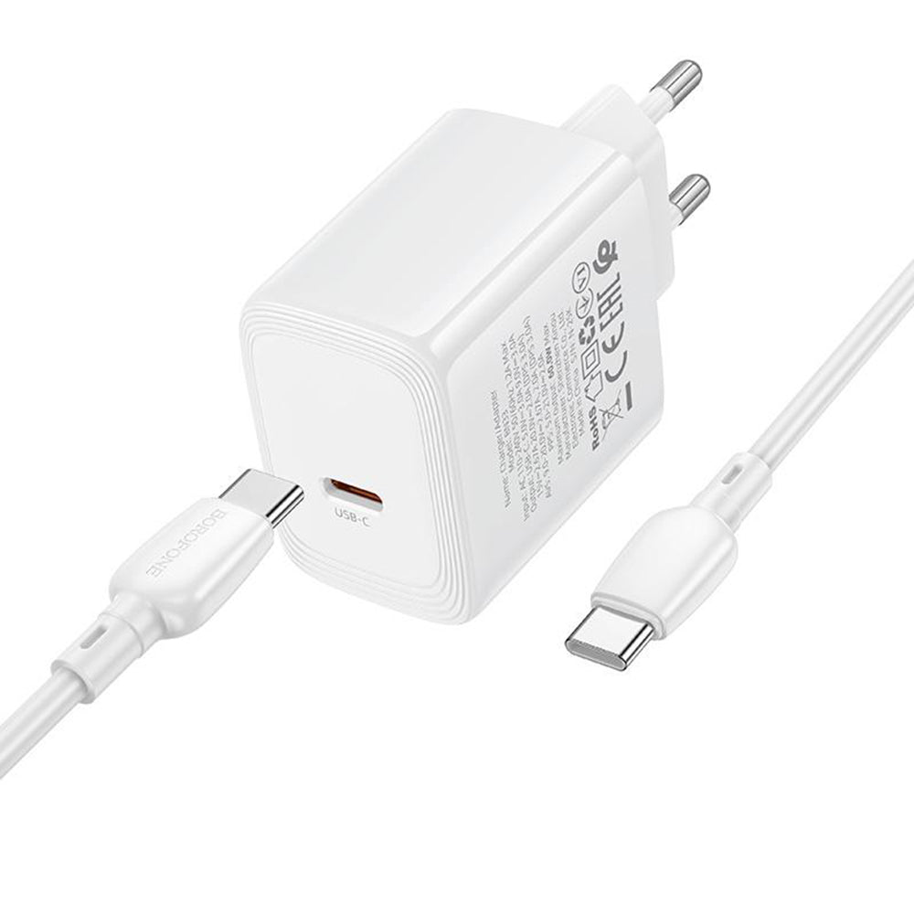 Nettlader med USB-C-kabel Borofone BN33 Fuente, 40W, 1 x USB-C, hvit