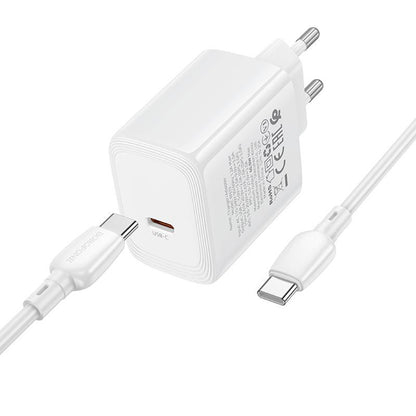 Nettlader med USB-C-kabel Borofone BN33 Fuente, 40W, 1 x USB-C, hvit