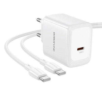 Nettlader med USB-C-kabel Borofone BN33 Fuente, 40W, 1 x USB-C, hvit