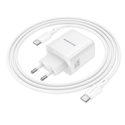 Nettlader med USB-C-kabel Borofone BN33 Fuente, 40W, 1 x USB-C, hvit